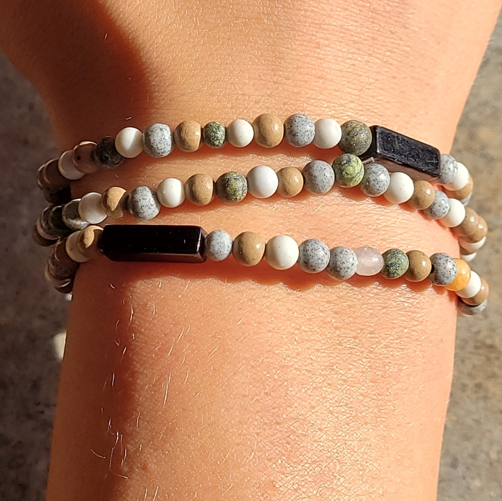 🤍3/$30 Earth Tones Gemstone Bead Wrap Bracelet